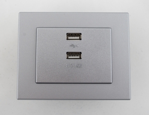 Gniazdo USB podwójne z zasilaniem srebrne VILMA