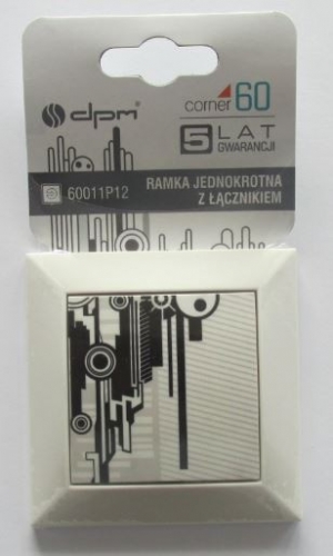 Ramka jednokrotna plastikowa biała z przyciskiem wzór 1 Seria Corner1.jpg